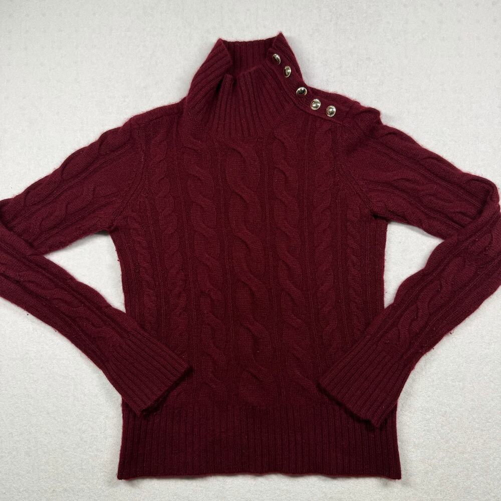 Charter Club Luxury 100% Cashmere Cable Knit Sweater Women’s XS Burgundy